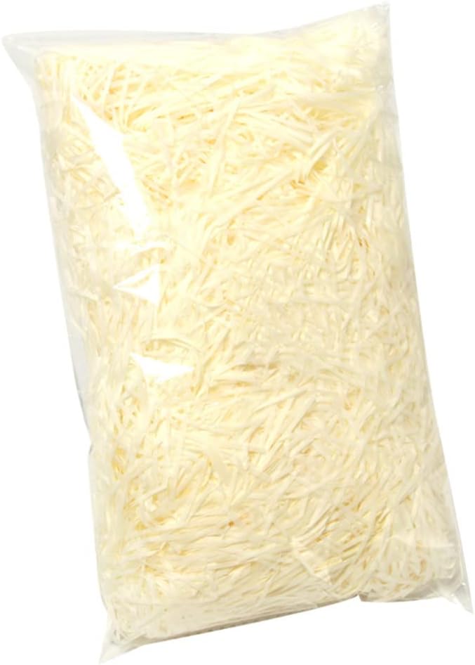 JINZOFLY Raffia Paper Shreds, 100g Shredded Paper for Gift Box, Crinkle Cut Paper Shred Filler for Gift Wrapping & Basket Filling(Creamy-white) - Image 1